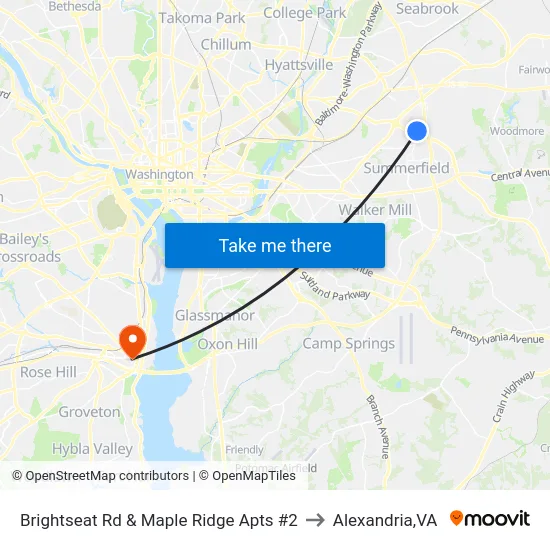 Brightseat Rd & Maple Ridge Apts #2 to Alexandria,VA map