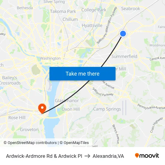 Ardwick-Ardmore Rd & Ardwick Pl to Alexandria,VA map