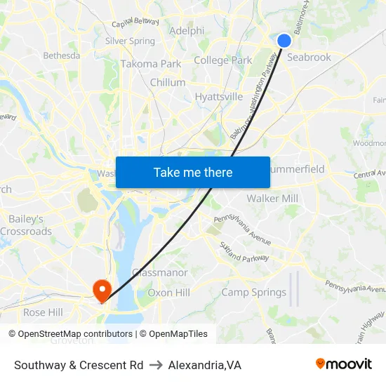 Southway & Crescent Rd to Alexandria,VA map