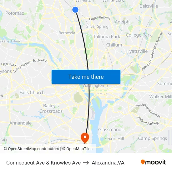 Connecticut Ave & Knowles Ave to Alexandria,VA map