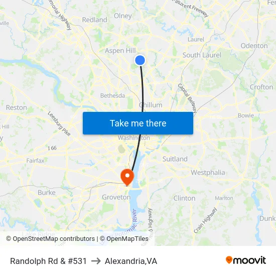 Randolph Rd & #531 to Alexandria,VA map