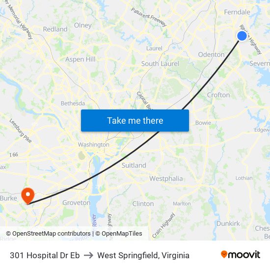 301 Hospital Dr Eb to West Springfield, Virginia map