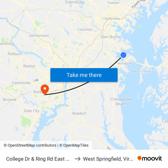 College Dr & Ring Rd East Nb FS to West Springfield, Virginia map