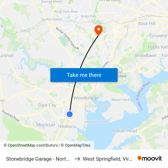 Stonebridge Garage - Northside to West Springfield, Virginia map