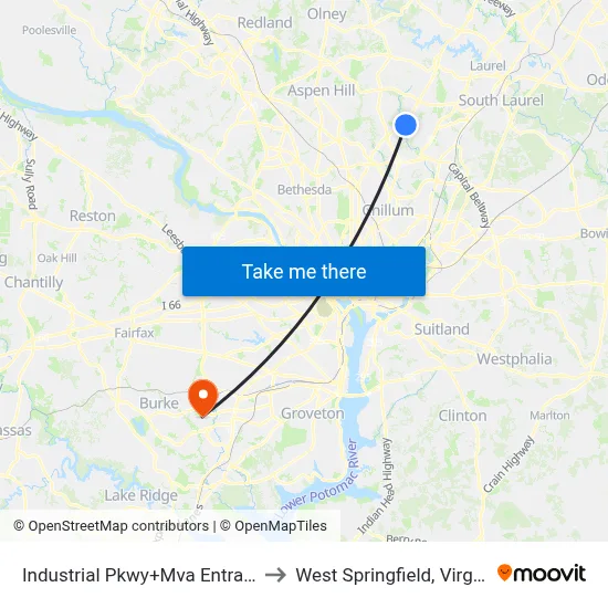 Industrial Pkwy+Mva Entrance to West Springfield, Virginia map