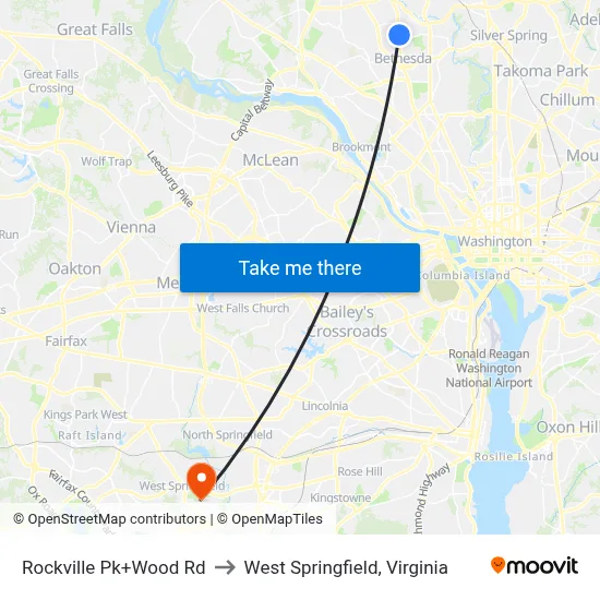 Rockville Pk+Wood Rd to West Springfield, Virginia map