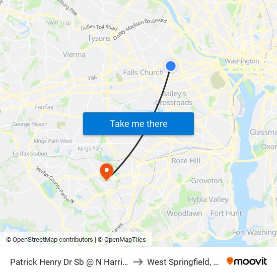 Patrick Henry Dr Sb @ N Harrison St Ns to West Springfield, Virginia map