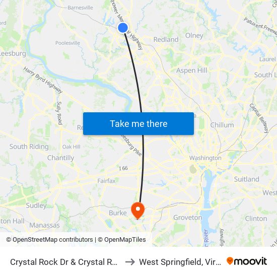 Crystal Rock Dr & Crystal Rock Ct to West Springfield, Virginia map