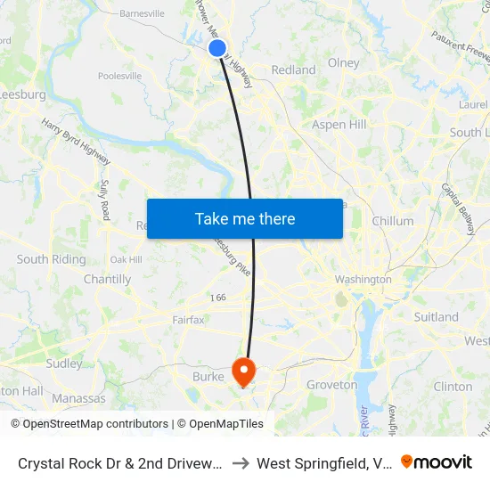 Crystal Rock Dr & 2nd Driveway South to West Springfield, Virginia map