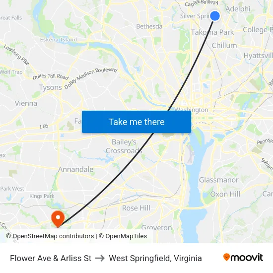 Flower Ave & Arliss St to West Springfield, Virginia map