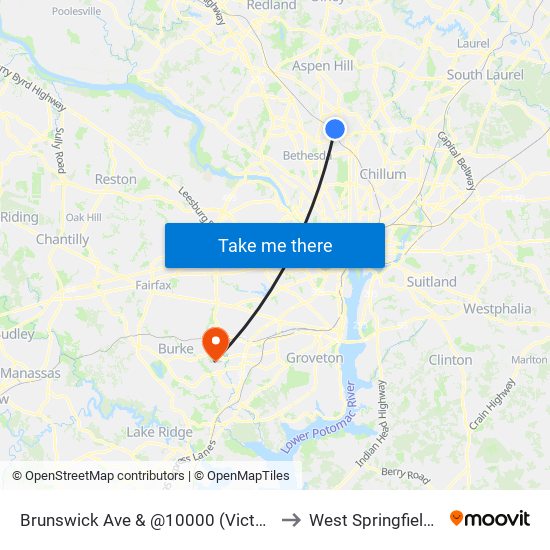 Brunswick Ave & @10000 (Victory Forest Apts) to West Springfield, Virginia map