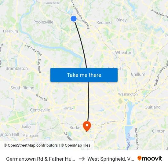 Germantown Rd & Father Hurley Blvd to West Springfield, Virginia map