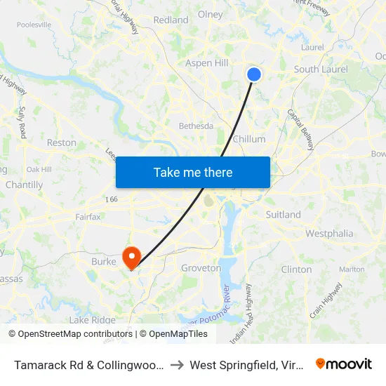 Tamarack Rd & Collingwood Ln to West Springfield, Virginia map