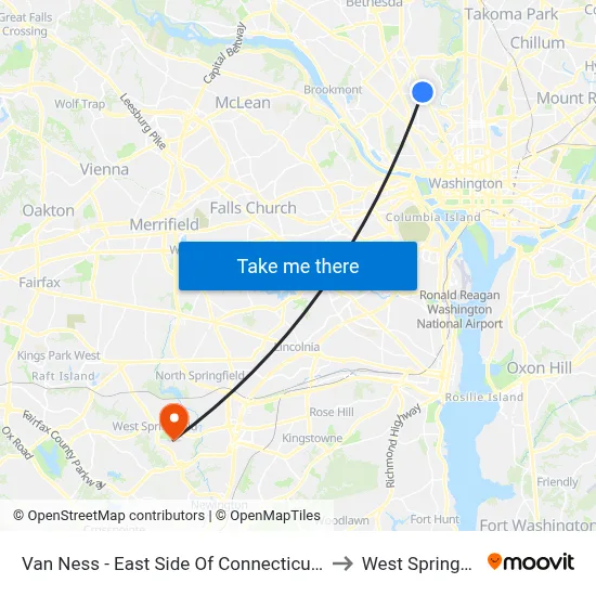 Van Ness - East Side Of Connecticut Ave. North Of Veazy St. NW to West Springfield, Virginia map