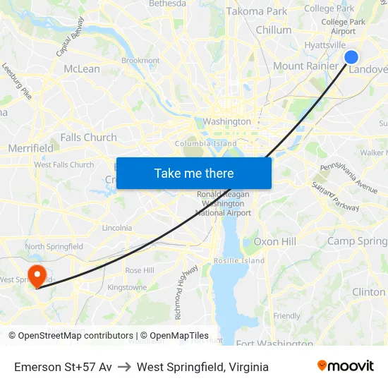 Emerson St+57 Av to West Springfield, Virginia map
