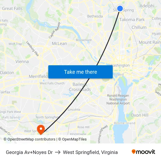 Georgia Av+Noyes Dr to West Springfield, Virginia map