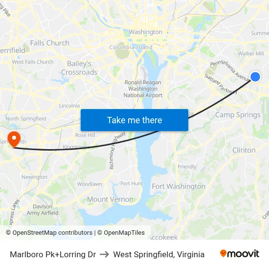 Marlboro Pk+Lorring Dr to West Springfield, Virginia map