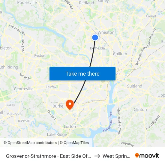 Grosvenor-Strathmore - East Side Of Rockville Pike Near Tuckerman Ln. to West Springfield, Virginia map