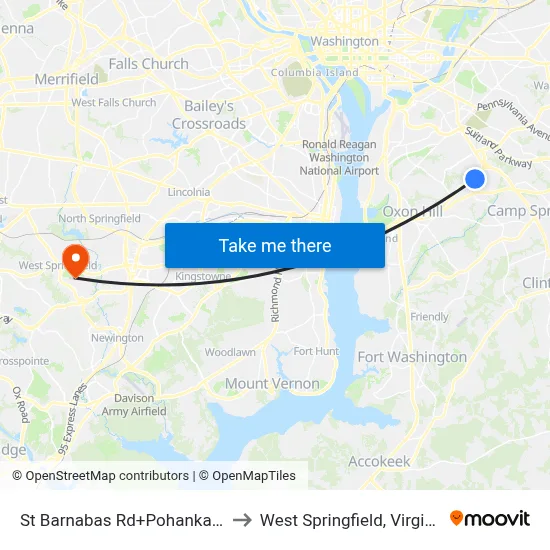 St Barnabas Rd+Pohanka Pl to West Springfield, Virginia map