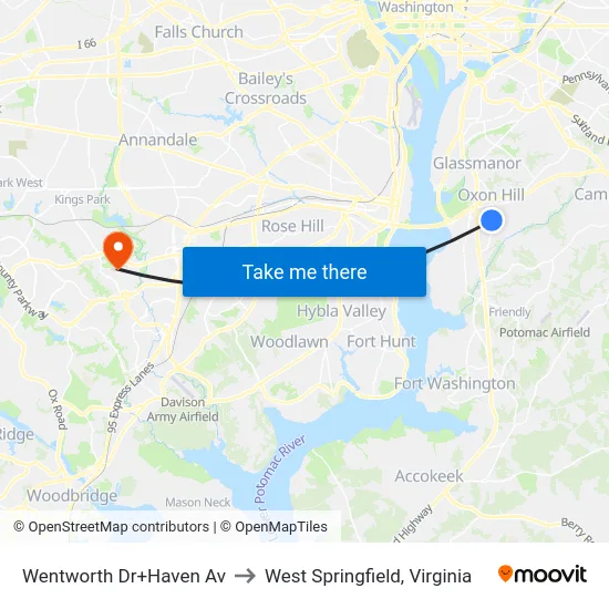 Wentworth Dr+Haven Av to West Springfield, Virginia map