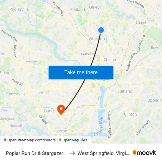 Poplar Run Dr & Stargazer Ln to West Springfield, Virginia map