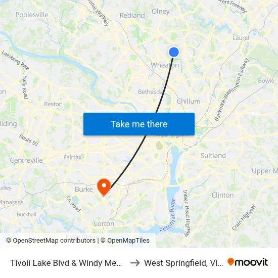 Tivoli Lake Blvd & Windy Meadow Ln to West Springfield, Virginia map