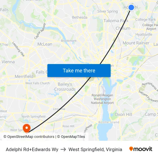 Adelphi Rd+Edwards Wy to West Springfield, Virginia map