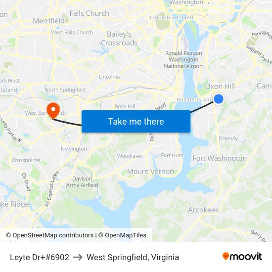 Leyte Dr+#6902 to West Springfield, Virginia map