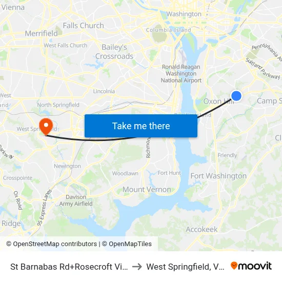 St Barnabas Rd+Rosecroft Village Dr to West Springfield, Virginia map