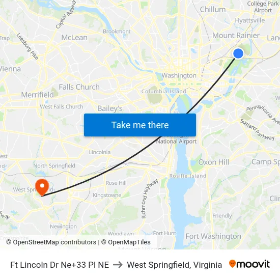 Ft Lincoln Dr Ne+33 Pl NE to West Springfield, Virginia map