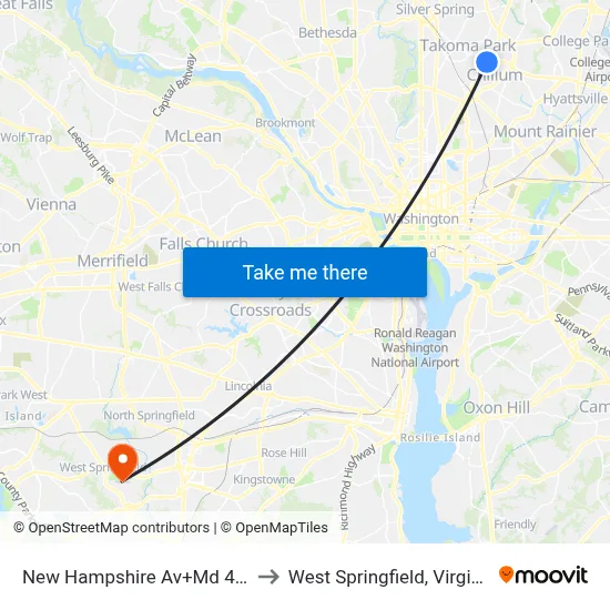 New Hampshire Av+Md 410 to West Springfield, Virginia map
