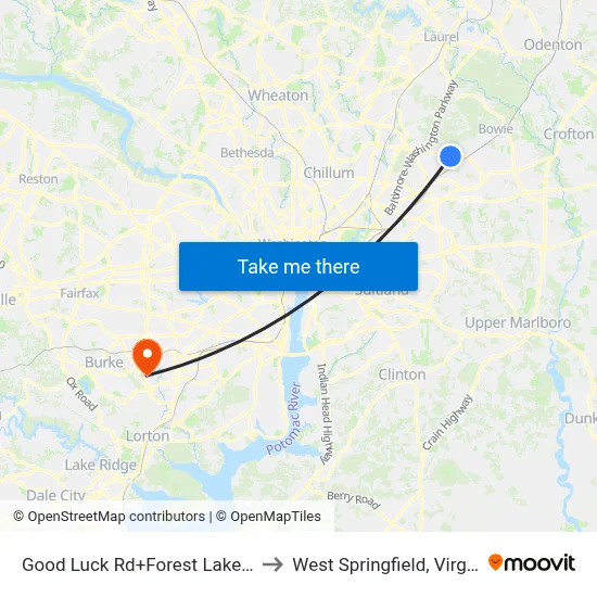 Good Luck Rd+Forest Lake Apt to West Springfield, Virginia map
