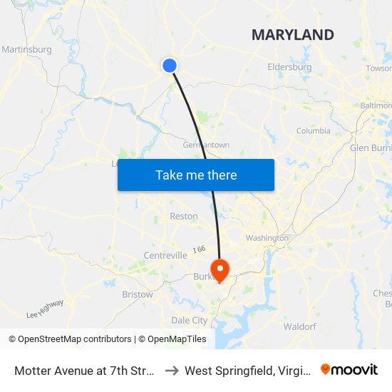 Motter Avenue at 7th Street to West Springfield, Virginia map