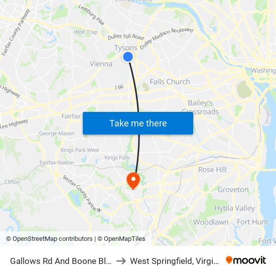 Gallows Rd And Boone Blvd to West Springfield, Virginia map