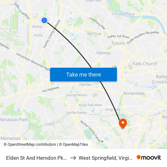 Elden St And Herndon Pkwy to West Springfield, Virginia map