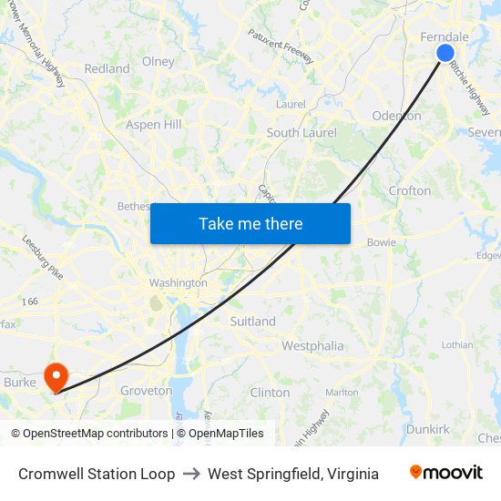 Cromwell Station Loop to West Springfield, Virginia map