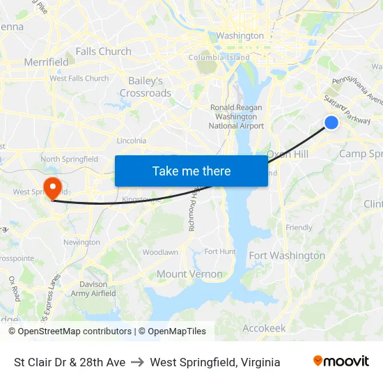 St Clair Dr & 28th Ave to West Springfield, Virginia map