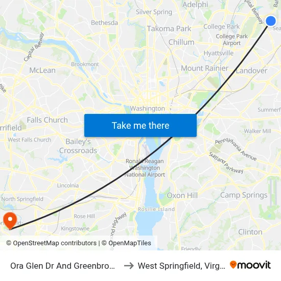 Ora Glen Dr And Greenbrook Dr to West Springfield, Virginia map