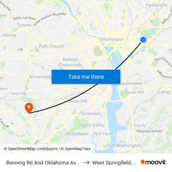 Benning Rd And Oklahoma Ave NE (Tk 2) to West Springfield, Virginia map