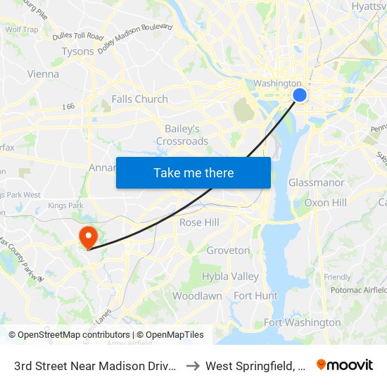 3rd Street Near Madison Drive NW (Nb) to West Springfield, Virginia map