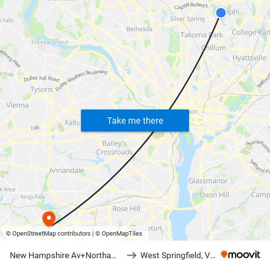 New Hampshire Av+Northampton Dr to West Springfield, Virginia map