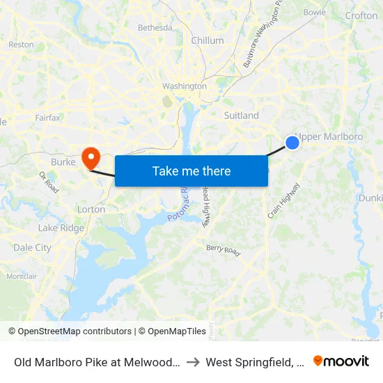 Old Marlboro Pike at Melwood Chapel Ln to West Springfield, Virginia map