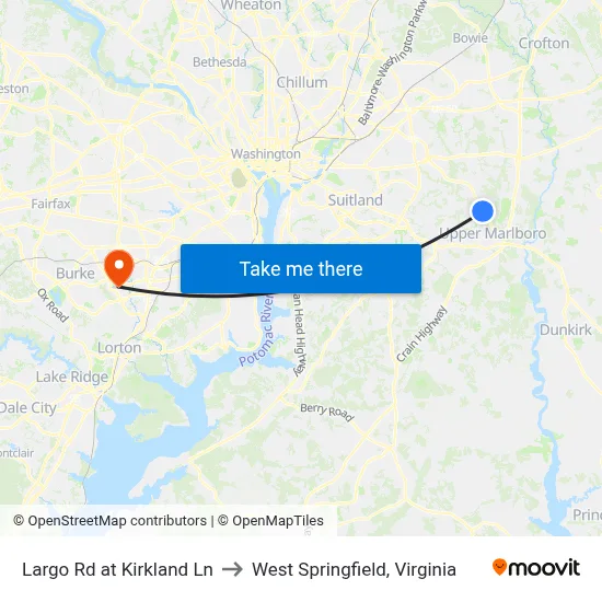 Largo Rd at Kirkland Ln to West Springfield, Virginia map