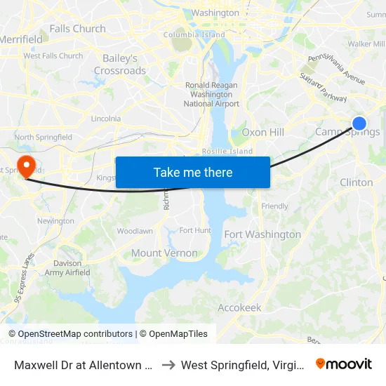 Maxwell Dr at Allentown Rd to West Springfield, Virginia map