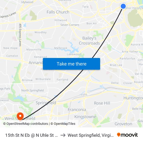 15th St N Eb @ N Uhle St Ns to West Springfield, Virginia map