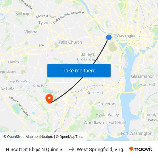 N Scott St Eb @ N Quinn St Ns to West Springfield, Virginia map