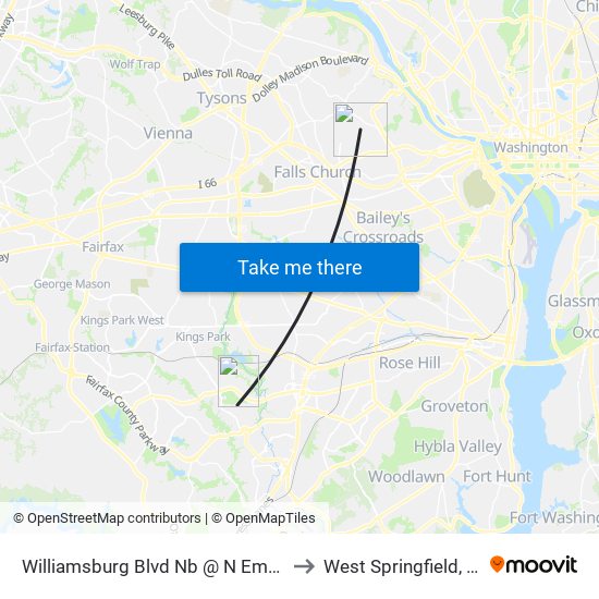 Williamsburg Blvd Nb @ N Emerson St Ns to West Springfield, Virginia map