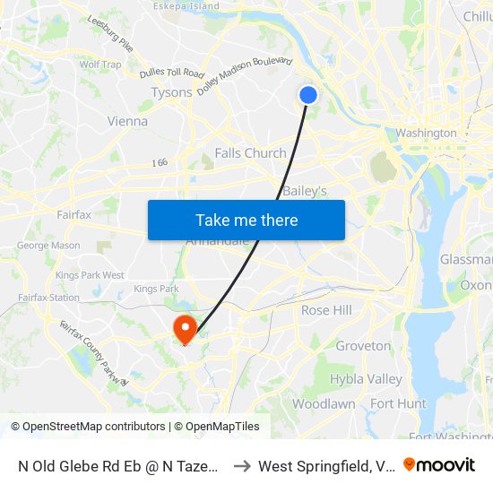 N Old Glebe Rd Eb @ N Tazewell St FS to West Springfield, Virginia map