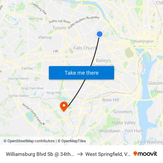 Williamsburg Blvd Sb @ 34th Rd N Ns to West Springfield, Virginia map