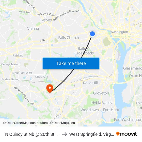 N Quincy St Nb @ 20th St N FS to West Springfield, Virginia map